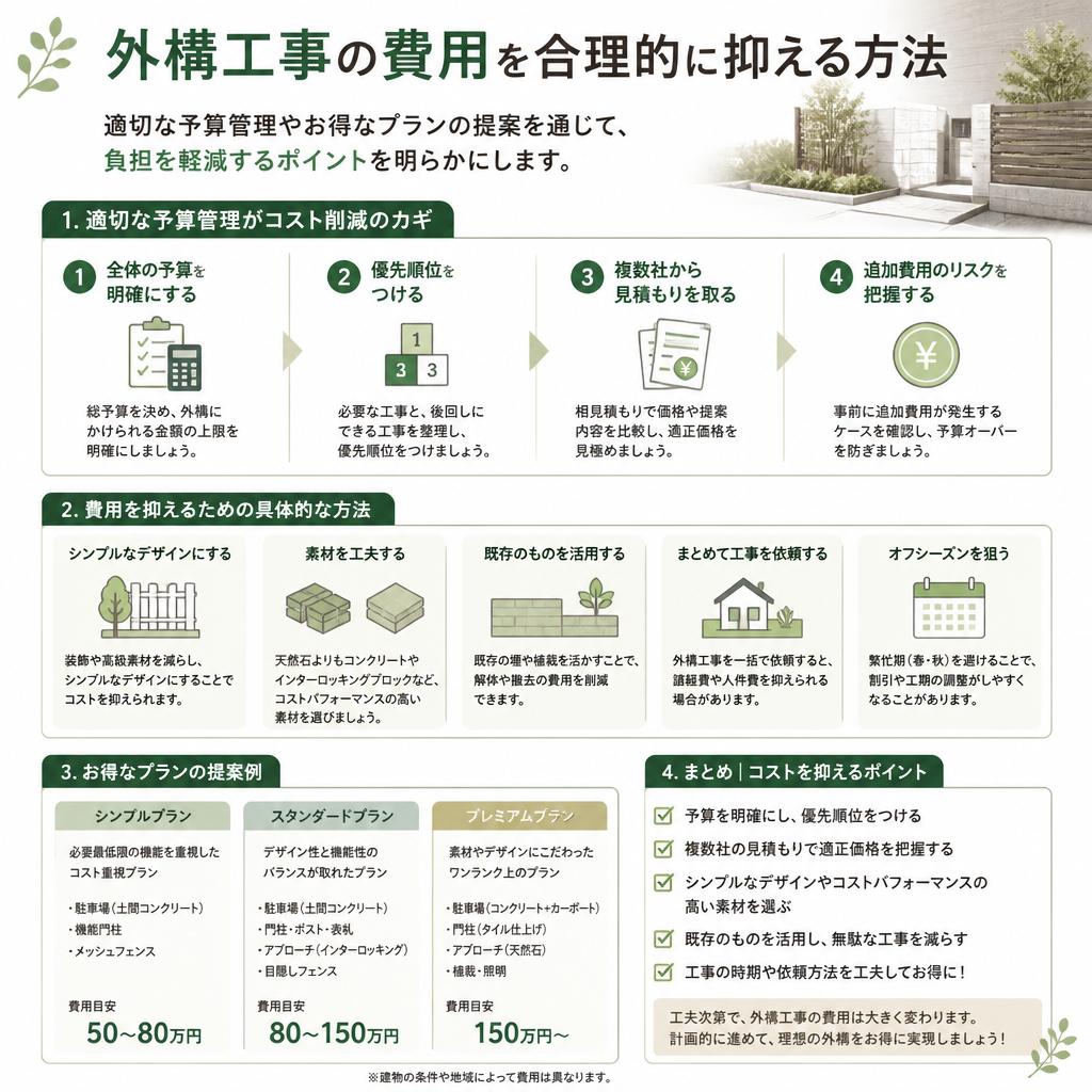 外構費用を抑える秘訣