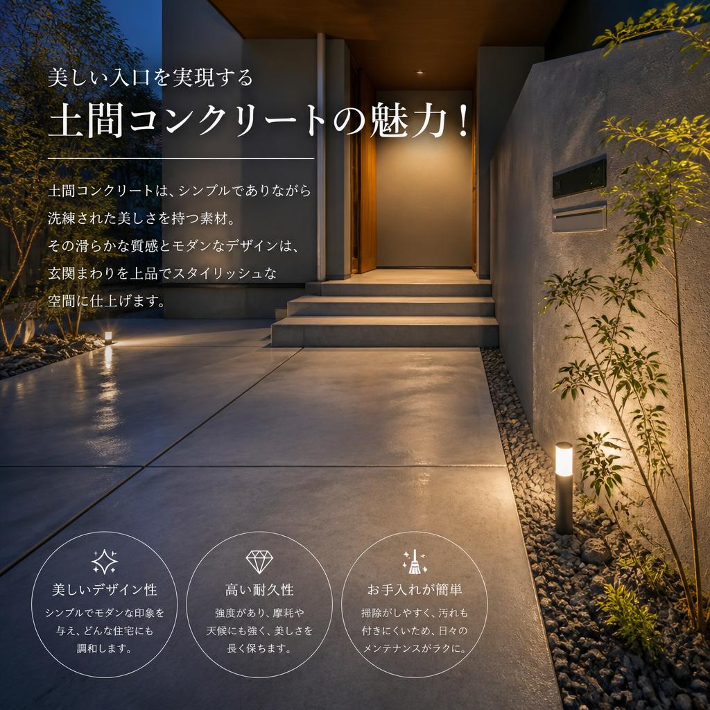 美しい入口を実現する土間コンクリートの魅力！