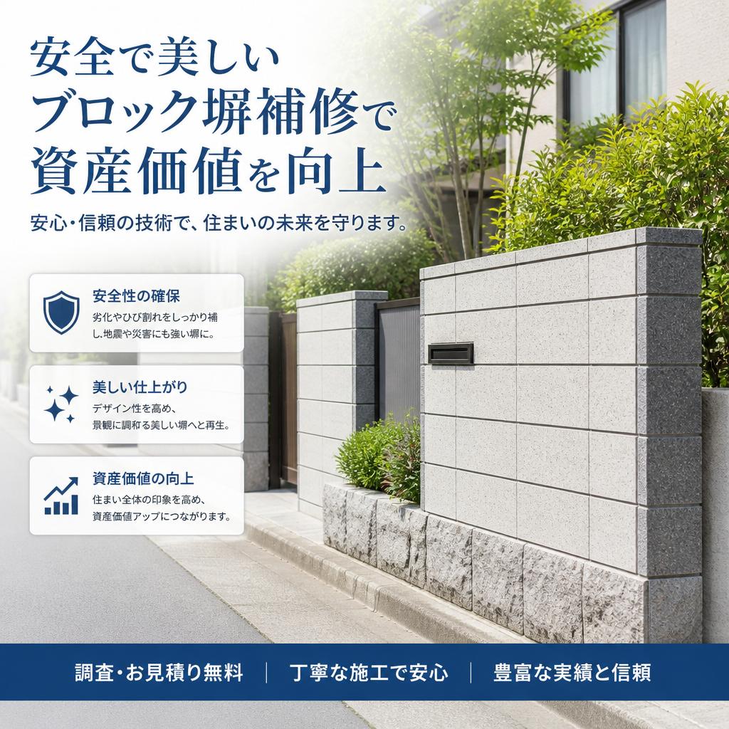 安全で美しいブロック塀補修で資産価値を向上