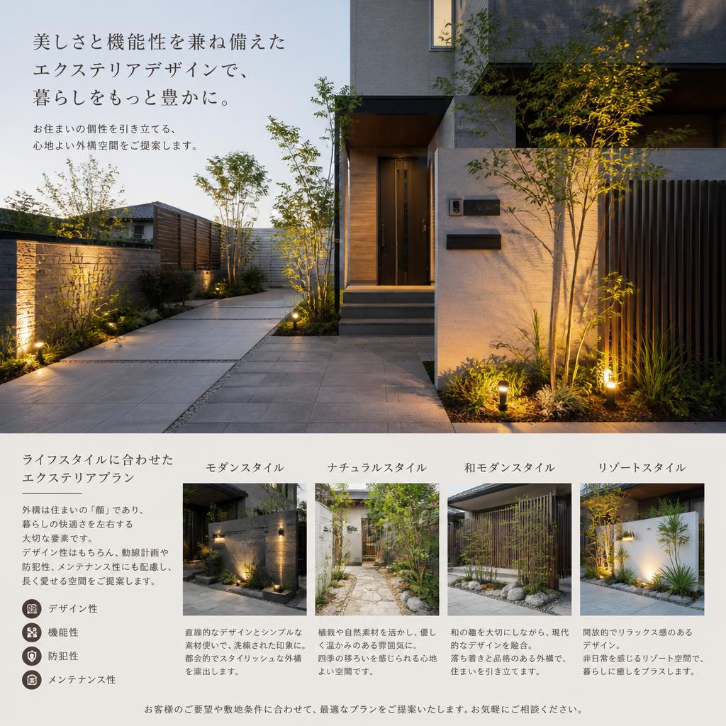 エクステリアデザインで屋外空間を演出
