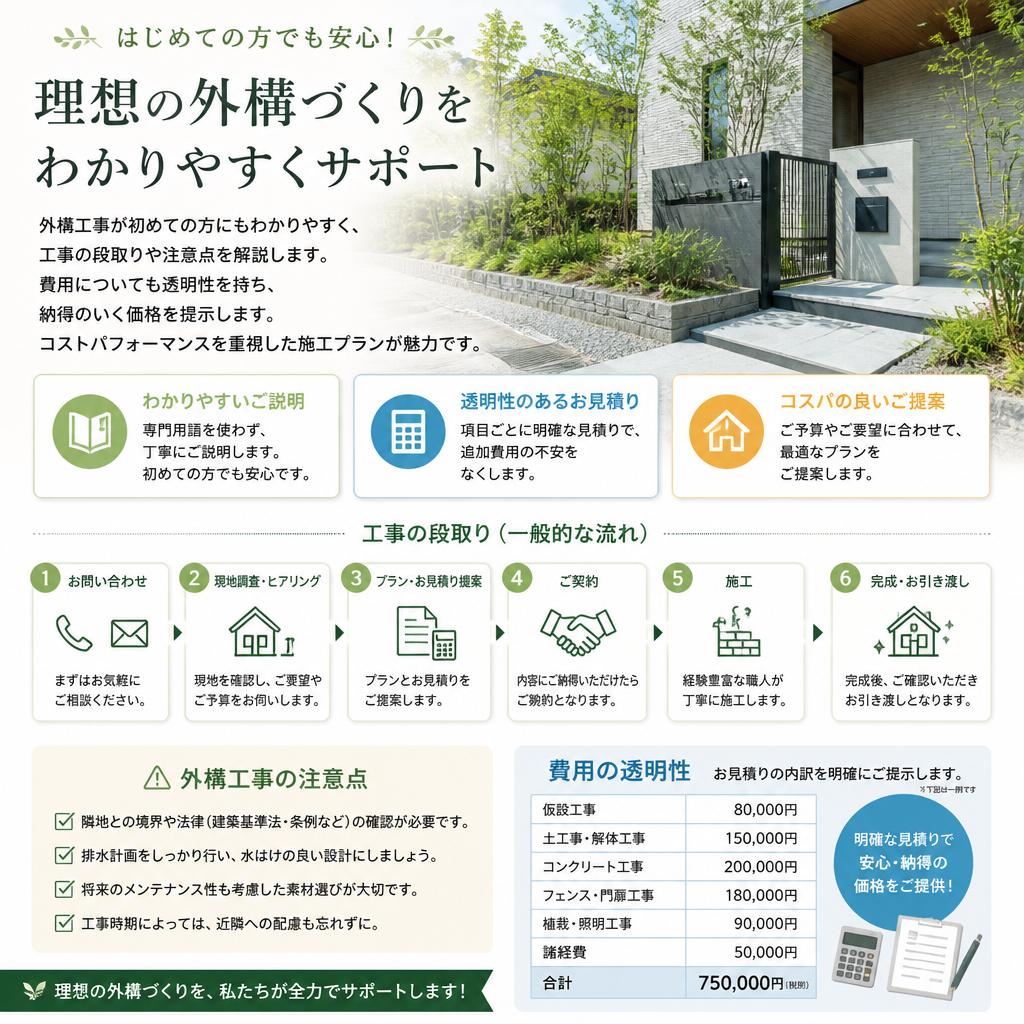 工事の流れとお手頃な価格体系