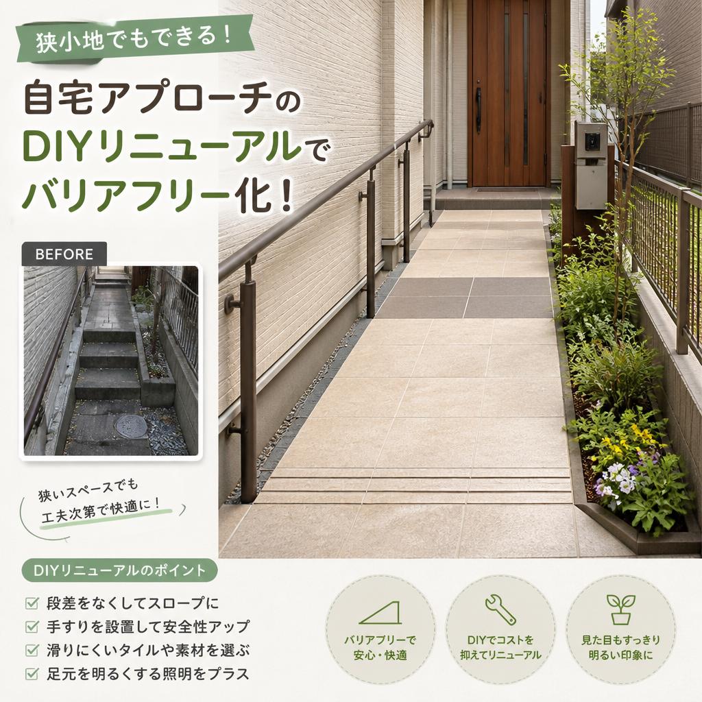 狭小地でもできる！自宅アプローチのDIYリニューアルでバリアフリー化！
