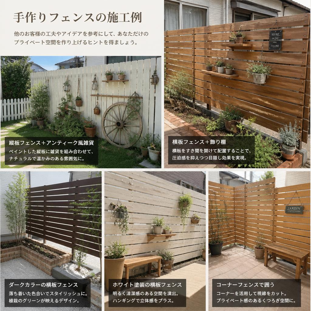 おしゃれで機能的な手作りフェンスの施工例