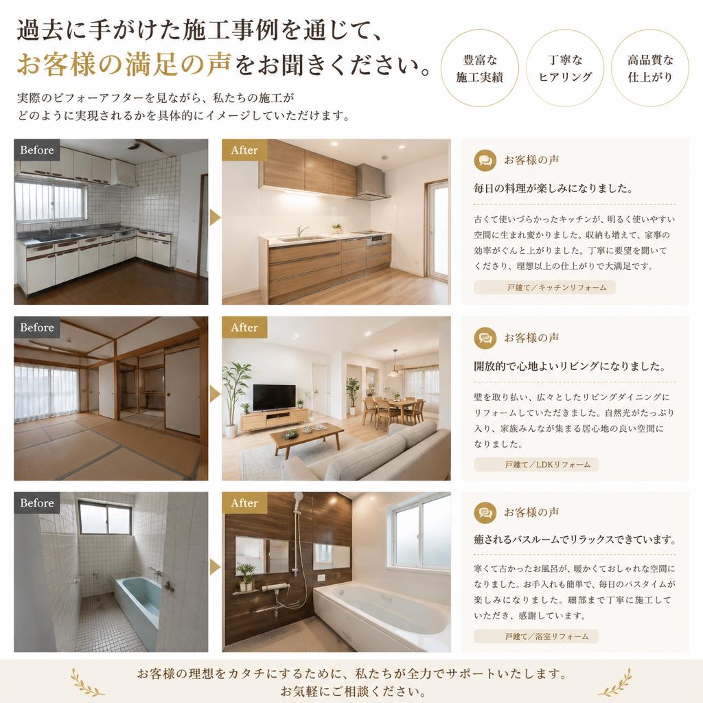 お客様の声：私たちの施工実績