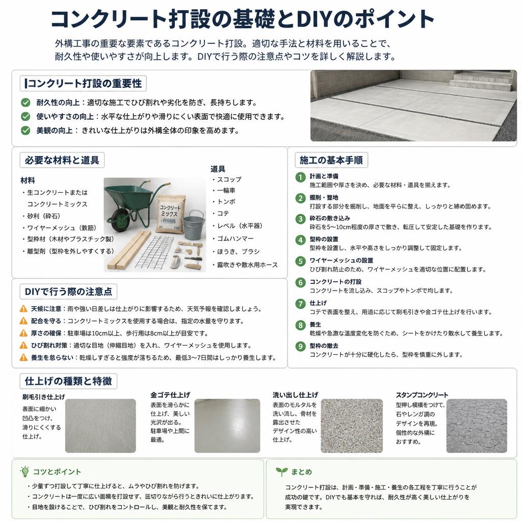 コンクリート打設の基本とポイント