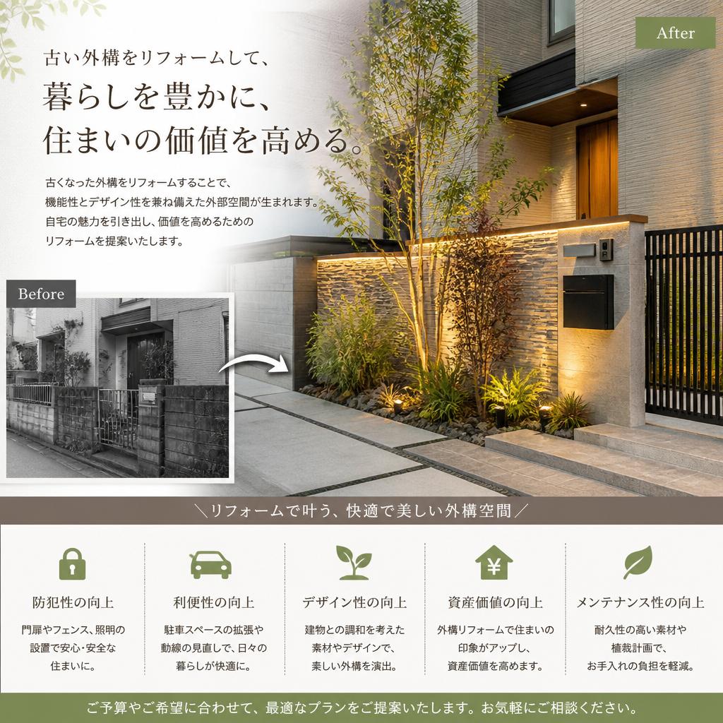 外構リフォームで新しい価値を！