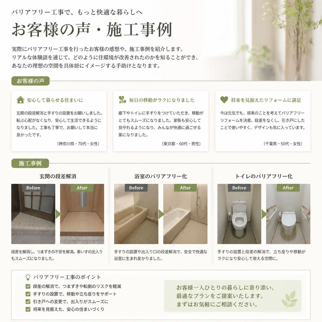 お客様の声と施工事例