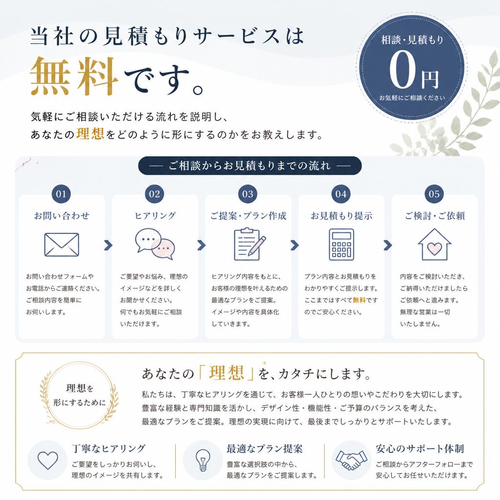 お手軽な見積もりと相談の流れ