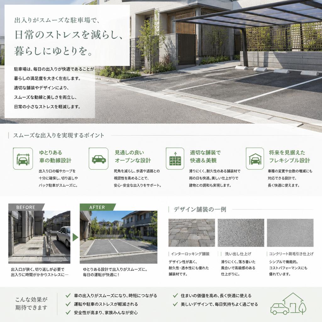 3. ストレスフリーな駐車場配置